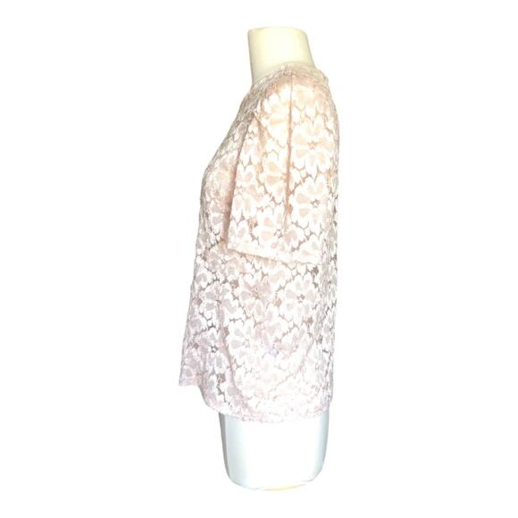 Chelsea•28 Pink Floral Lace Print Short Sleeve Blouse Extra Small Preowned - Picture 4 of 9